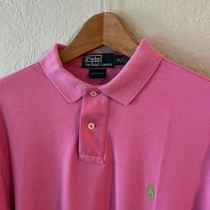 Polo Ralph Lauren Polo Shirt Mens Medium Pink Custom Fit Short Sleeve Casual